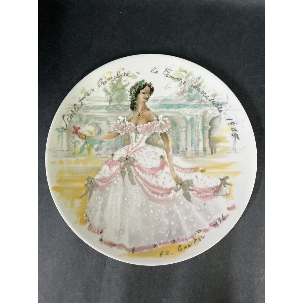 VTG 1976 Limoges France Women of the Century Plate Scarlet en Crinoline 8.25”